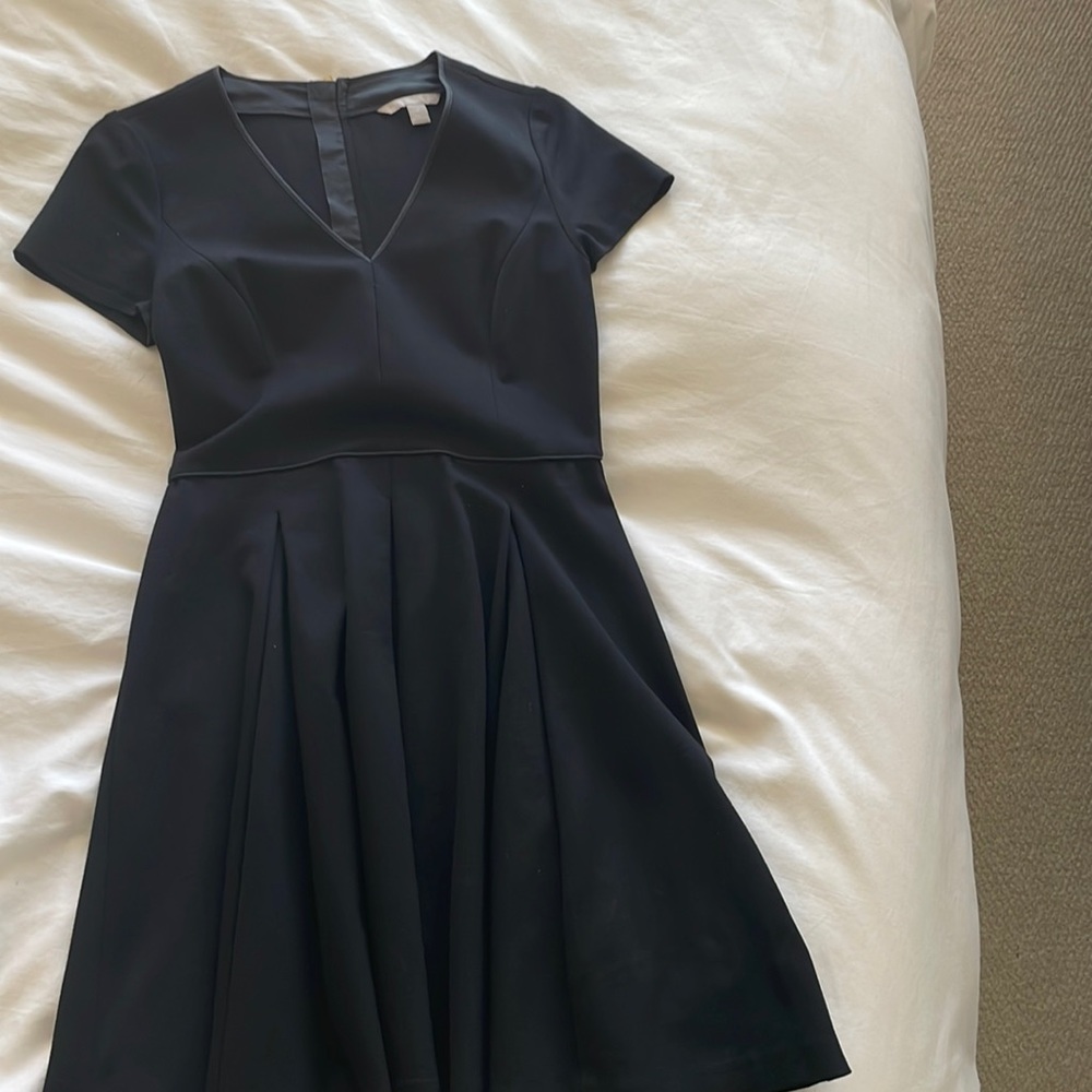 Ultra flattering fit and flare black dress banana republic